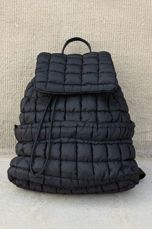 Trendy black quilted puffer backpack for daily use