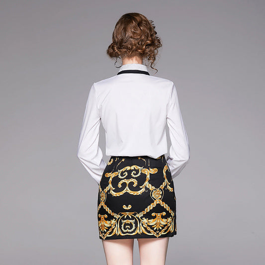 SweetCharm™ 2-Piece Skirt & Long Sleeve Top Set