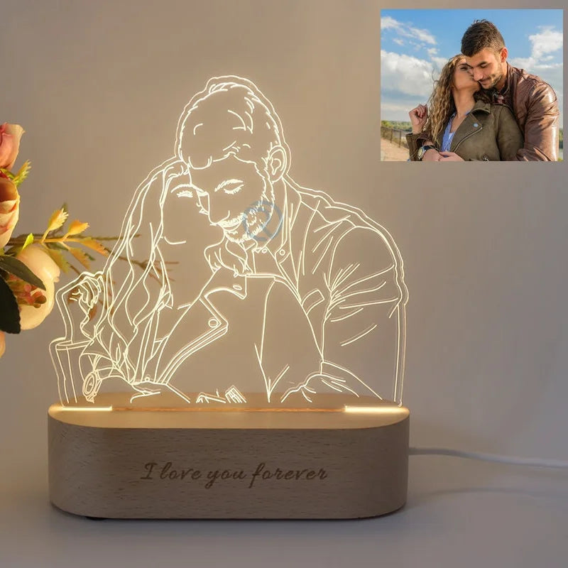 Personalized 3D photo lamp glowing with a cherished memory