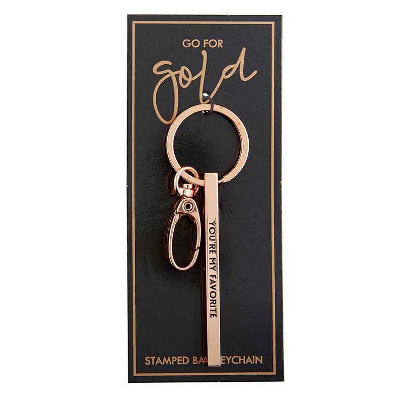 You're my favourite Rose Gold Stamped Bar Keychain