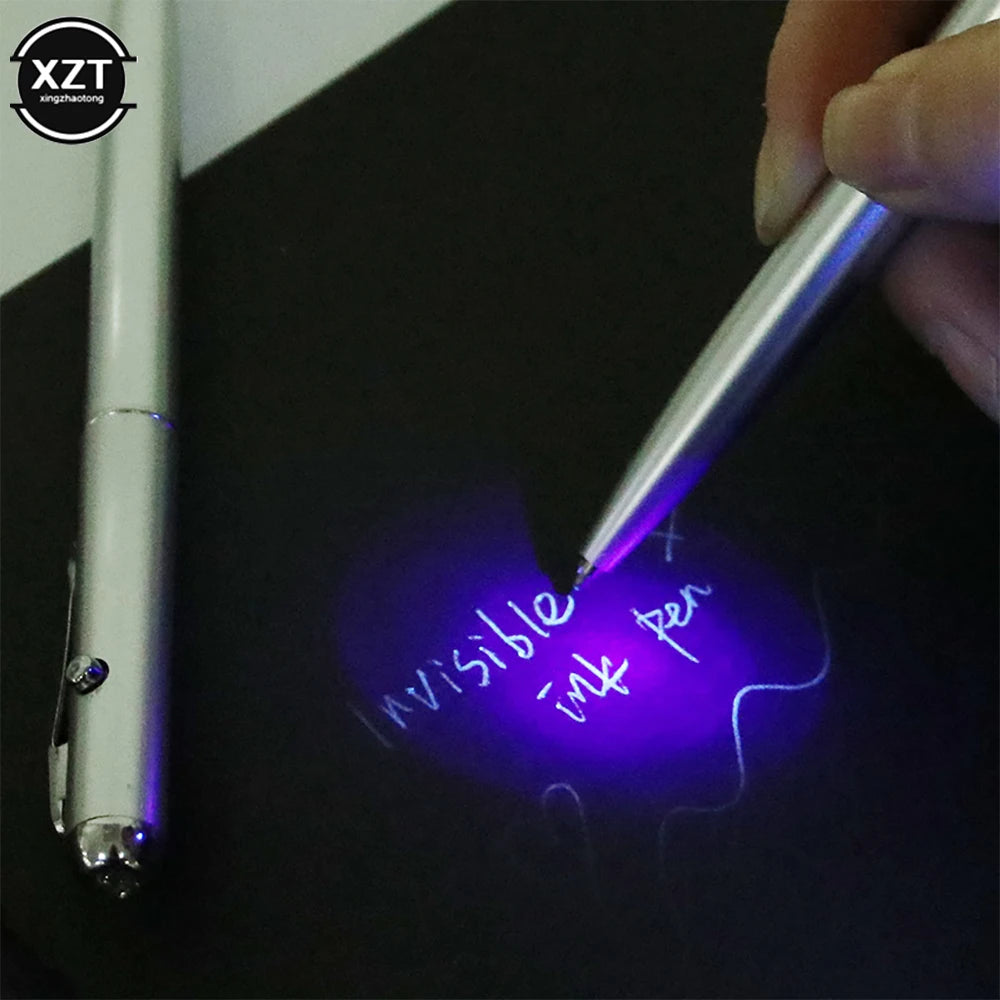 Invisible ink pen with built-in UV light