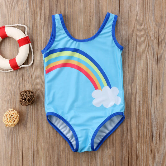 Little Girl Rainbow Swimsuit Kids Baby Girls