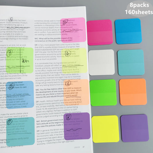 160 clear writable sticky notes for study and work