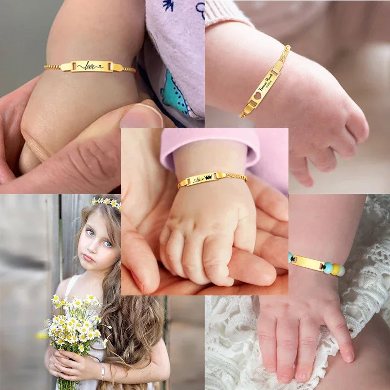 Baby name bracelet in a gift box, personalized gift