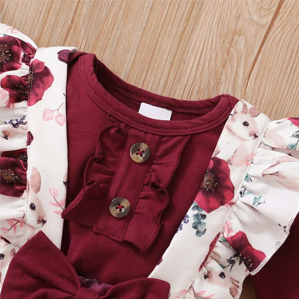 Soft cotton red clothing set for infants