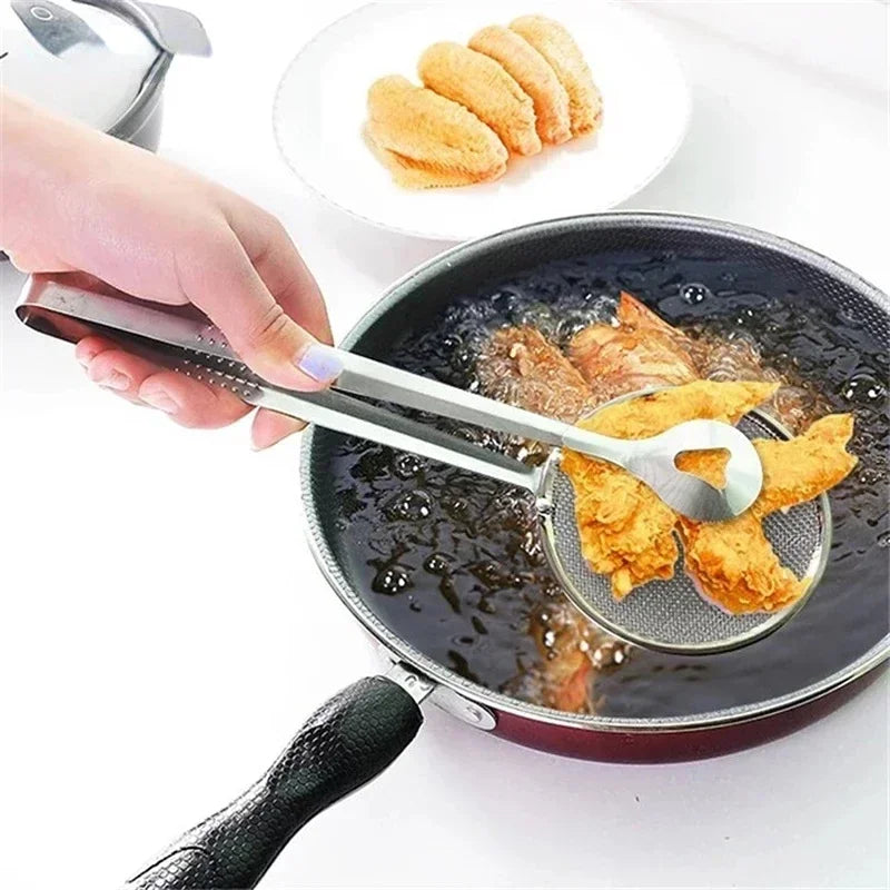 Kitchen tool for straining oil and liquids from fried foods