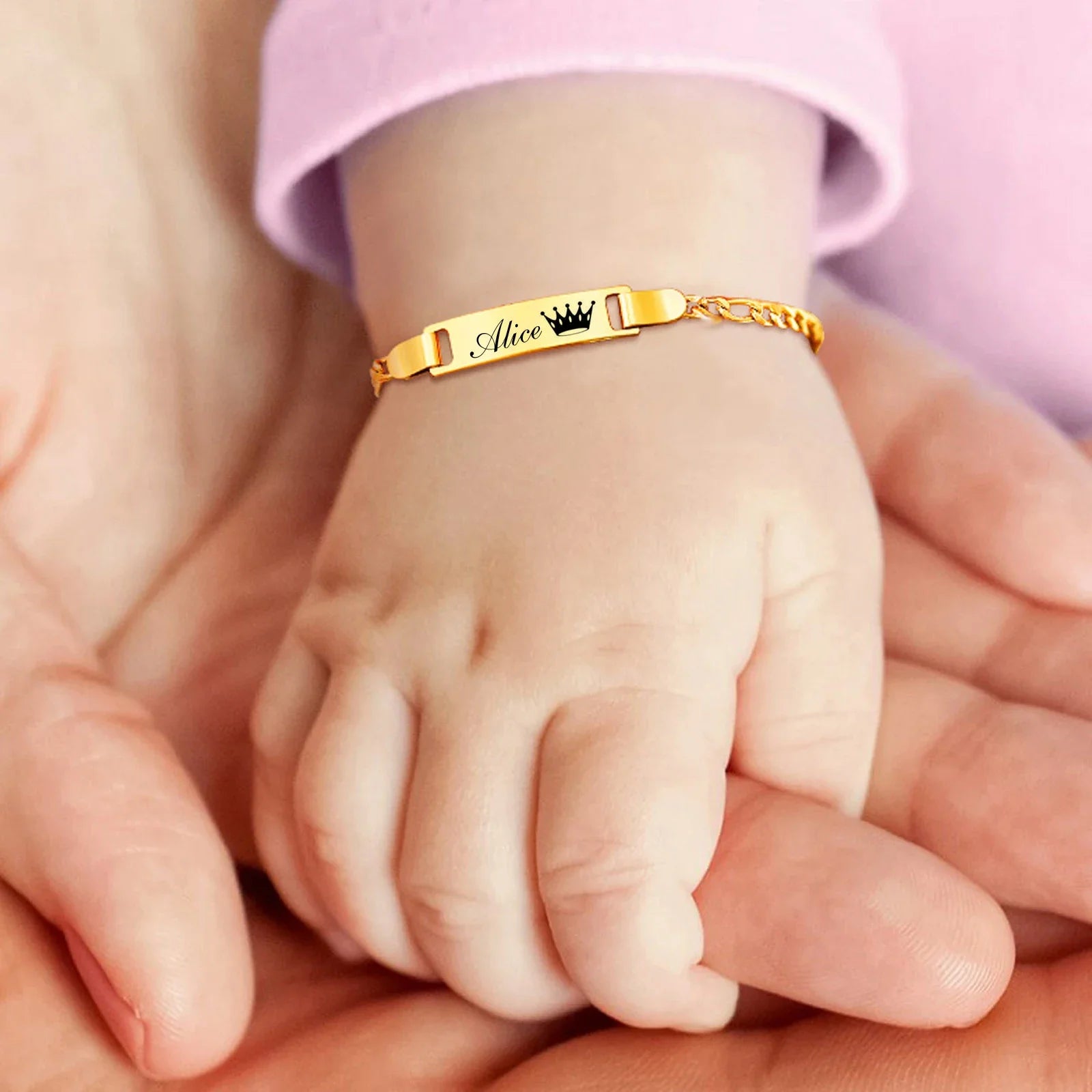 Custom baby name bracelet with personalized engraving