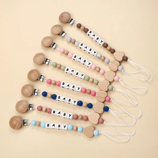 Personalized name baby pacifier clip with custom design
