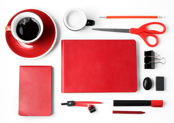 Stylish and functional office accessories including pen holders, organizers, and planners.