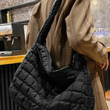 Beige Quilted Large Shoulder Bag
