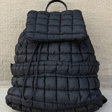 Trendy black quilted puffer backpack for daily use