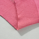 Pink Plus Size Heart Checkered Lantern Sleeve Sweater