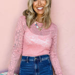 Floral lace top with intricate lace patterns for a chic appearance