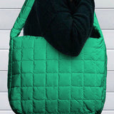 Beige Quilted Large Shoulder Bag