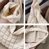 Beige Quilted Large Shoulder Bag