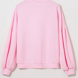 Light Pink Bow Lantern Sleeve Sweatshirt