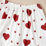 White Heart Print Pajama Set