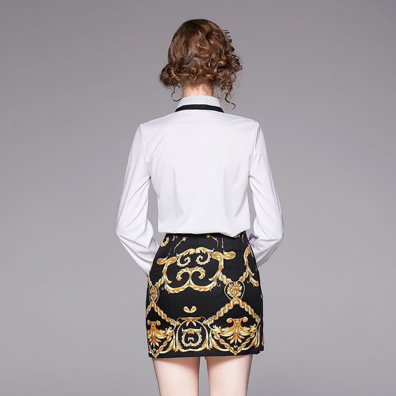 SweetCharm™ 2-Piece Skirt & Long Sleeve Top Set