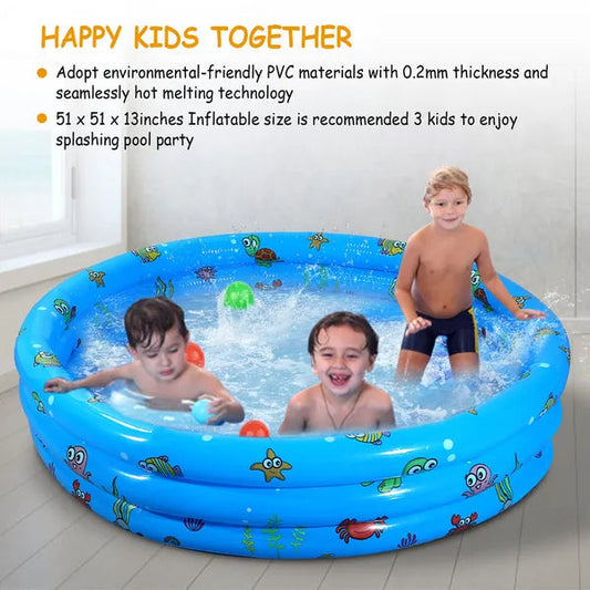 51x13In Inflatable Swimming Pool Blow Up Family Pool For 3 Kids