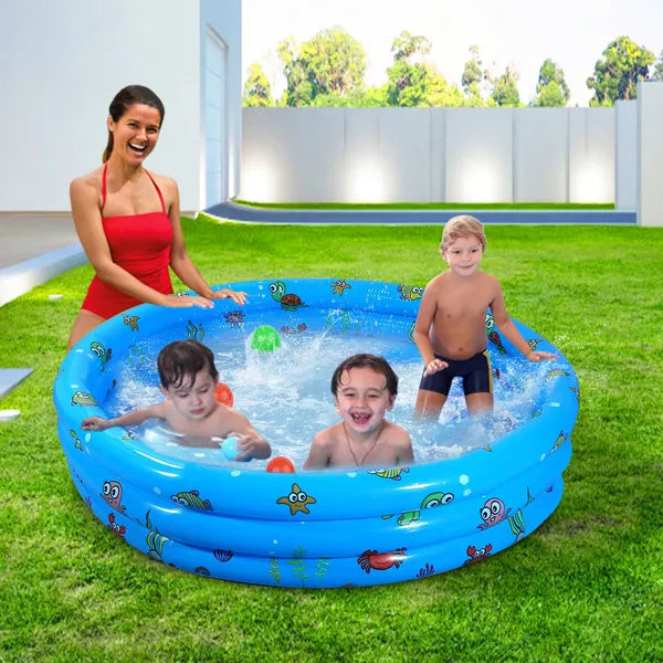 51x13In Inflatable Swimming Pool Blow Up Family Pool For 3 Kids