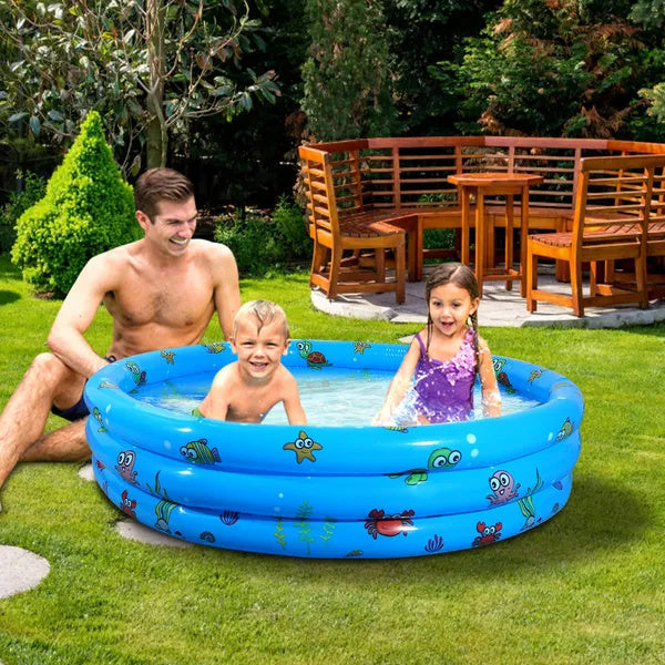51x13In Inflatable Swimming Pool Blow Up Family Pool For 3 Kids