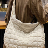 Beige Quilted Large Shoulder Bag