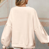 Light Pink Bow Lantern Sleeve Sweatshirt