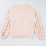 Light Pink Bow Lantern Sleeve Sweatshirt