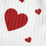 White Heart Print Pajama Set