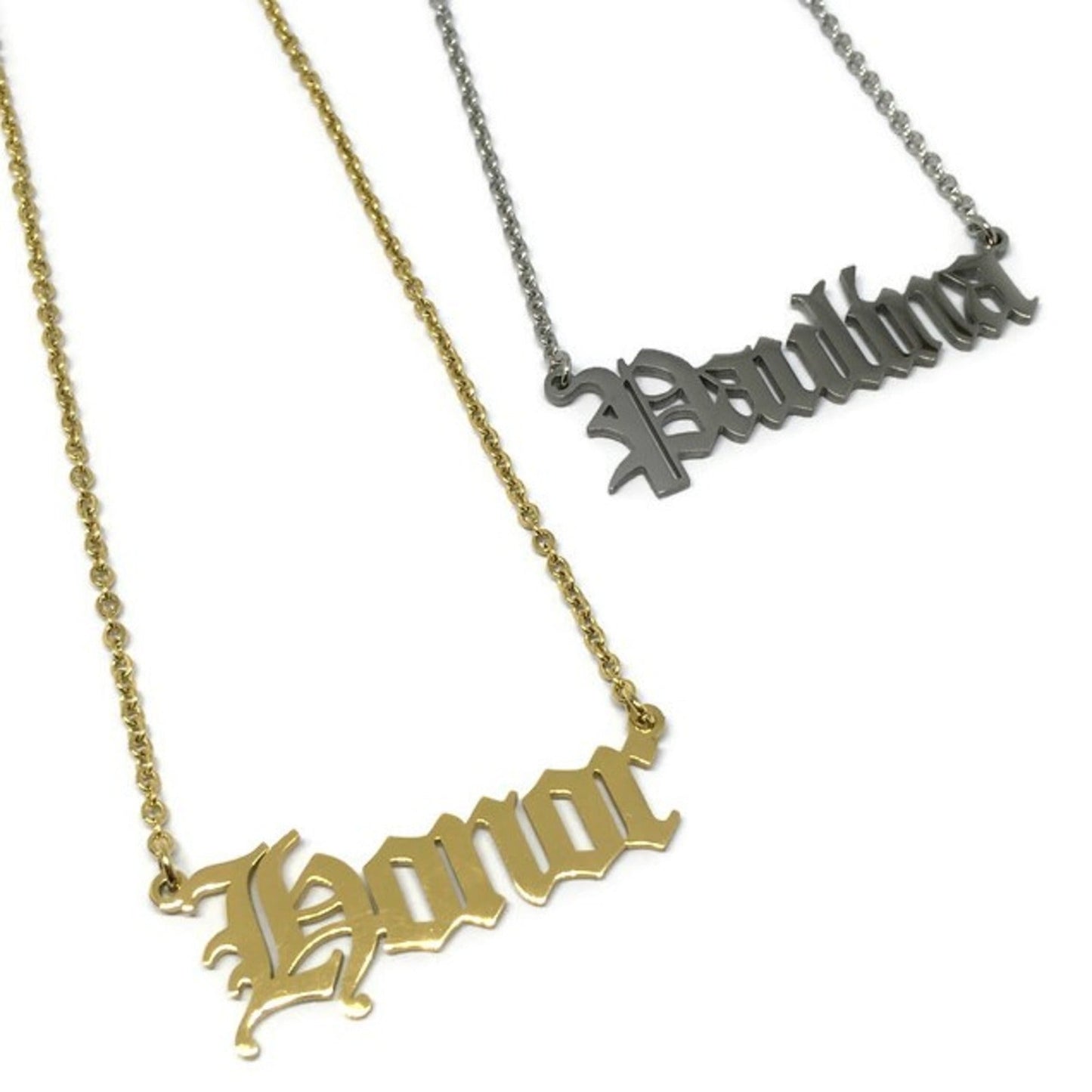 Custom Old English Name Necklace