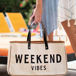 Durable and chic white canvas tote with bold letter print