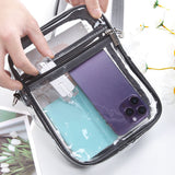 Stylish transparent black PVC crossbody bag with zipper closure