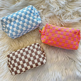 Knitted Checkered Makeup Bag