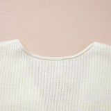 Beige Lace-up V Neck Sweater
