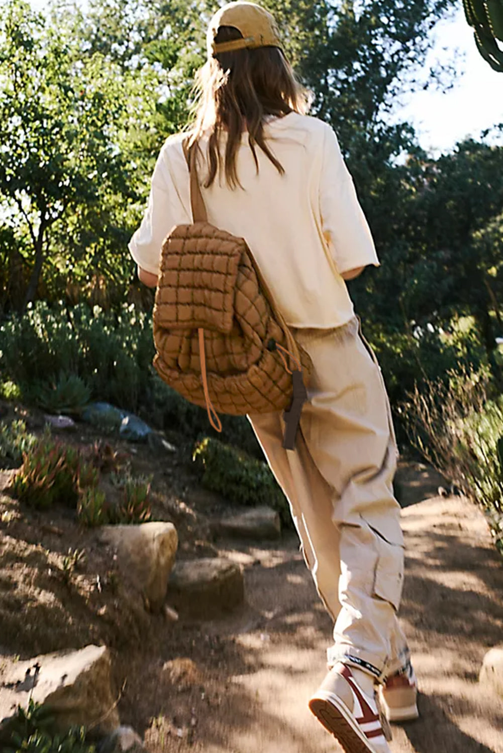 Trendy black quilted puffer backpack for daily use