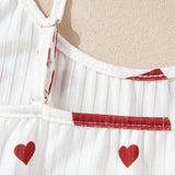 White Heart Print Pajama Set