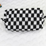 Knitted Checkered Makeup Bag