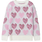 Pink Heart Leopard Print Sweater