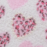Pink Heart Leopard Print Sweater