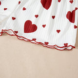 White Heart Print Pajama Set