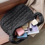 Beige Quilted Large Shoulder Bag