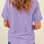 Stylish white tee with sequin Mardi Gras design perfect for parades