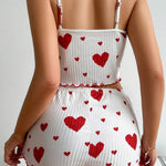 Women’s heart print pajama set in white for a comfy night’s sleep