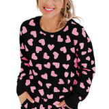 Pink Plus Size Heart Checkered Sweater