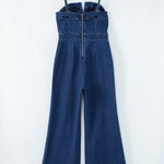 Elegant sail blue spaghetti strap jumpsuit with a flattering fit