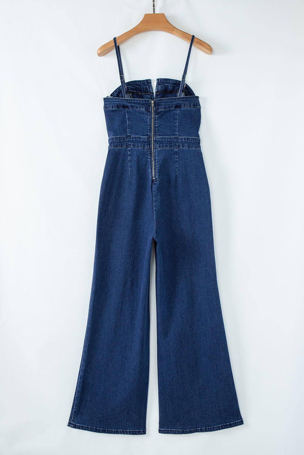Elegant sail blue spaghetti strap jumpsuit with a flattering fit