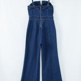 Elegant sail blue spaghetti strap jumpsuit with a flattering fit