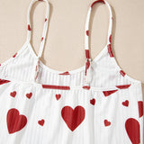 White Heart Print Pajama Set