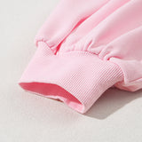 Light Pink Bow Lantern Sleeve Sweatshirt