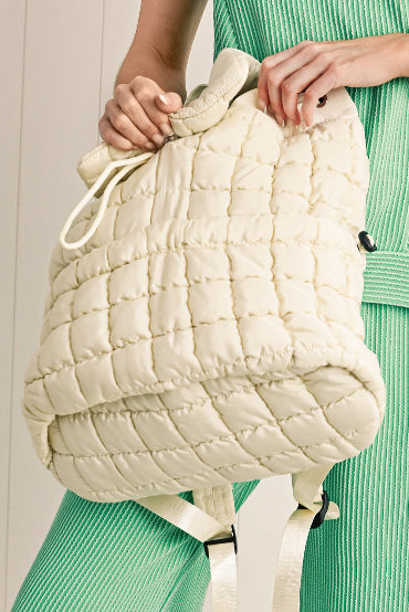 Trendy black quilted puffer backpack for daily use